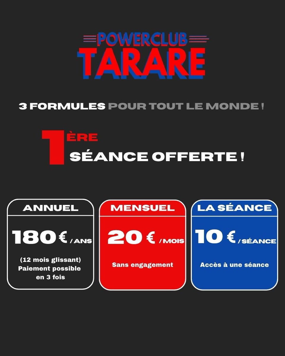 Powerclub Tarare – carrousel tarifs
